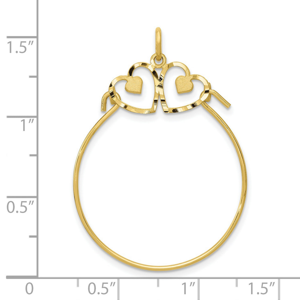 10k Yellow Gold Pendant with Interlocking Open Hearts, Polished and Brushed Finish