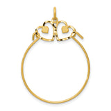 10k Yellow Gold Pendant with Interlocking Open Hearts, Polished and Brushed Finish