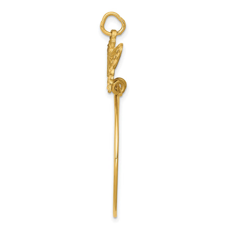 10k Yellow Gold Butterfly Hoop Earrings, Lightweight Dangle Style, Nature-Inspired Design for Women