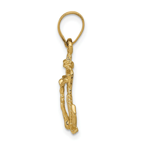 10k Yellow Gold Cross Pendant with Nautical Anchor and Rope Detailing for Men and Women