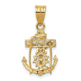 10k Yellow Gold Cross Pendant with Nautical Anchor and Rope Detailing for Men and Women