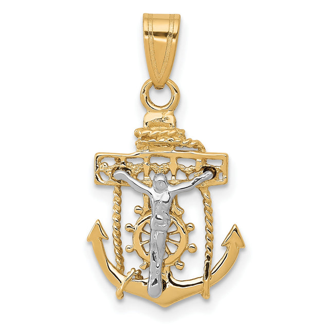 Mariners Cross Charm Pendant in Real 10k Multi-Tone Gold