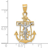 Mariners Cross Charm Pendant in Real 10k Multi-Tone Gold