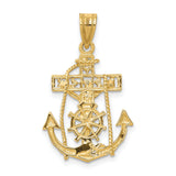 10k Yellow Gold Anchor Crucifix Pendant with Rope Detail, Nautical Christian Symbol