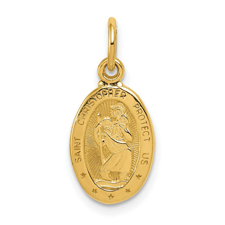 Saint Christopher Medal Charm Pendant in Real 10k Yellow Gold