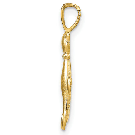 Satin Polished Cats Charm Pendant in Real 10k Yellow Gold