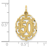 #50 in Oval Charm Pendant in Real 10k Yellow Gold