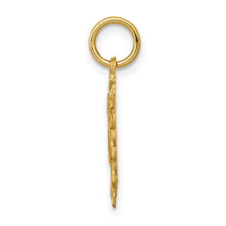 10k Yellow Gold Heart Pendant with Raised Number 25 and Lacy Openwork Border