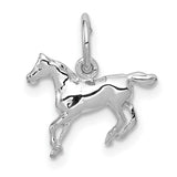 10k White Gold Horse Charm Pendant with Detailed Running Horse Design, Equestrian Theme