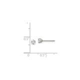 Stainless Steel Stud Earrings with Clear Princess Cut Cubic Zirconia, Four Prong Setting, Hypoallergenic Design
