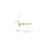 14k Yellow Gold Heart Stud Earrings with Diamond Center, Open Heart Design for Women