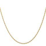 14K Yellow Gold 1.55 mm Polished Chain Necklace, Solid