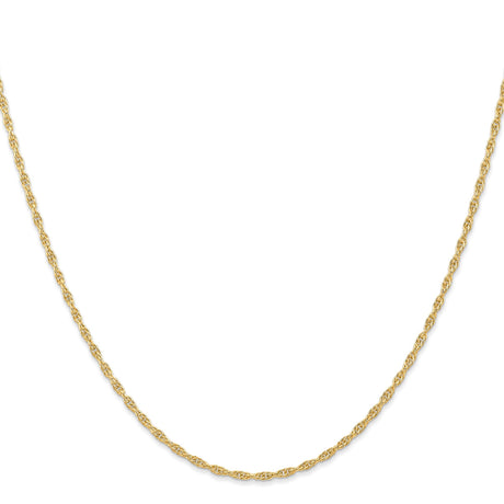 14K Yellow Gold 1.55 mm Polished Chain Necklace, Solid