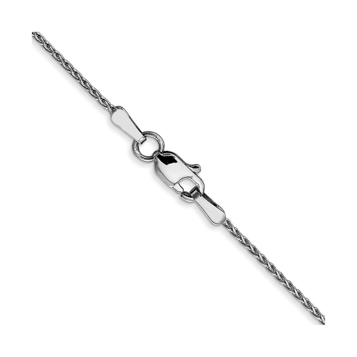 14K White Gold 1 mm Polished Chain Necklace, Solid alternate angle
