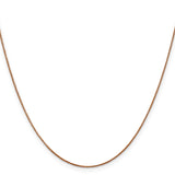 14K Rose Gold 0.8 mm Polished Chain Necklace, Solid