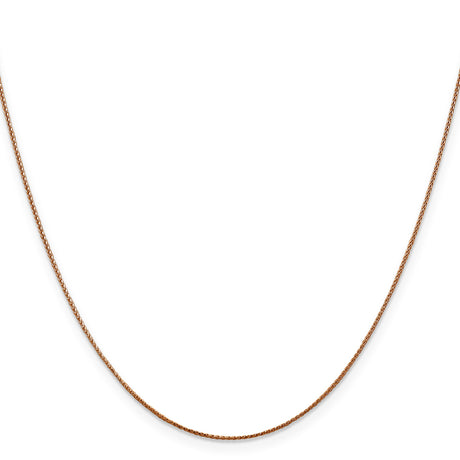 14K Rose Gold 0.8 mm Polished Chain Necklace, Solid