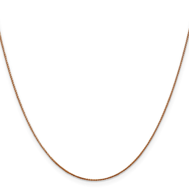 14K Rose Gold 0.8 mm Polished Chain Necklace, Solid