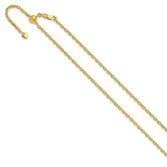 14K Yellow Gold 2.5 mm Polished Chain Necklace