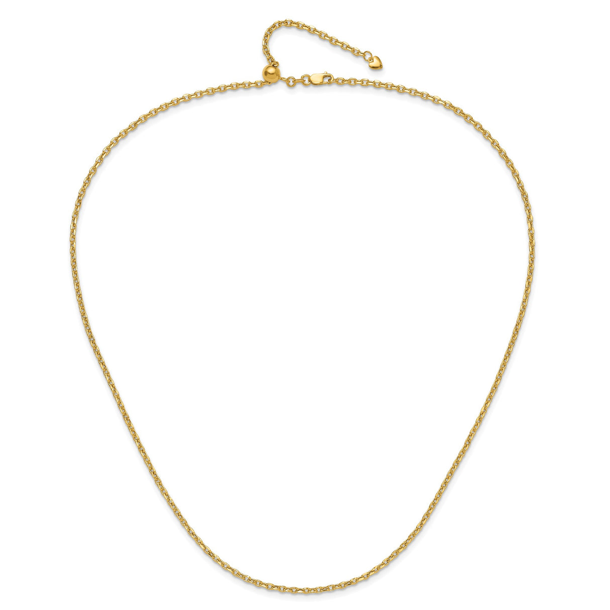14K Yellow Gold 2.5 mm Polished Chain Necklace alternate angle