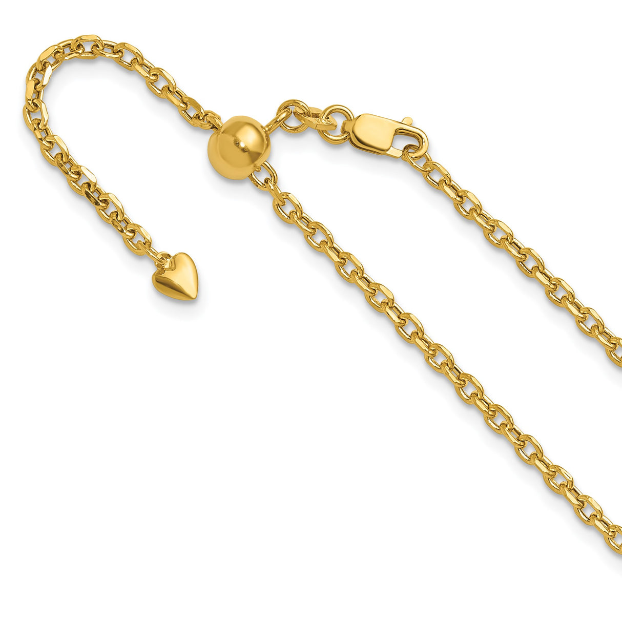 14K Yellow Gold 2.5 mm Polished Chain Necklace detail view