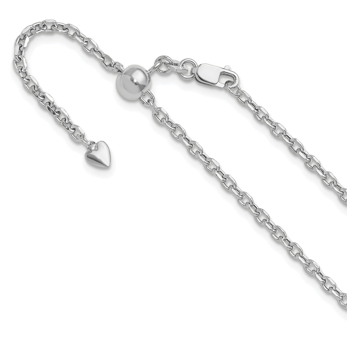 14K White Gold 2.5 mm Polished Chain Necklace detail view