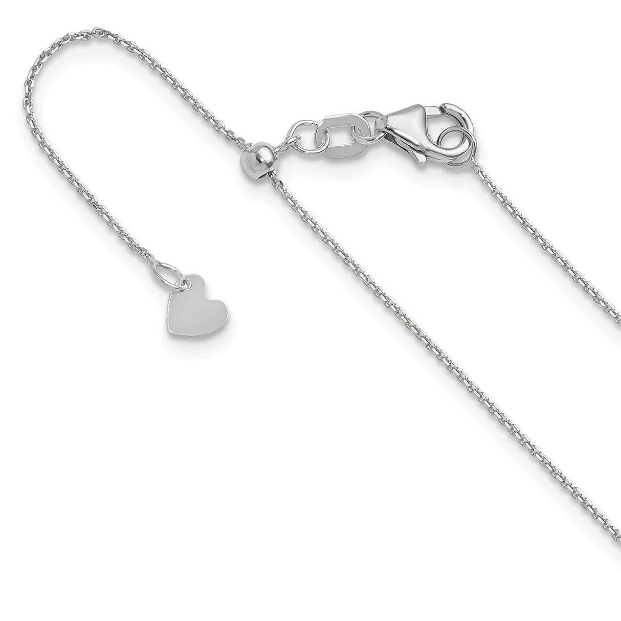 14K White Gold 1 mm Polished Chain Necklace detail view