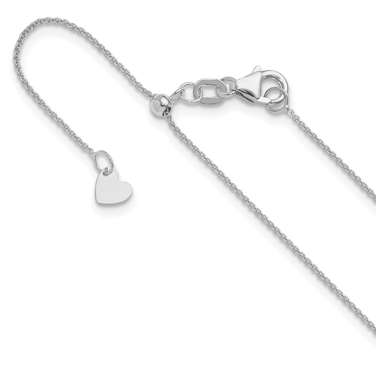 14K White Gold 0.7 mm Polished Chain Necklace detail view