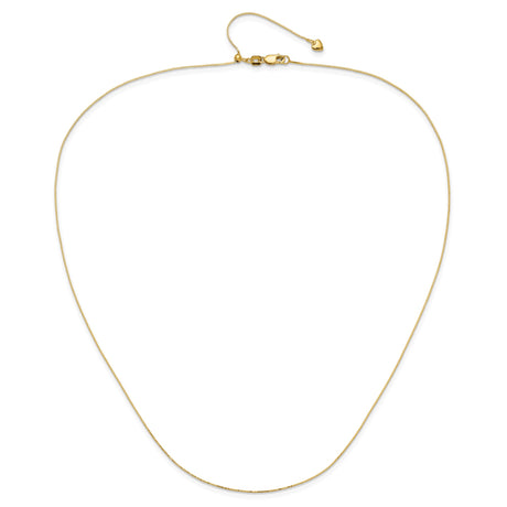14K Yellow Gold 0.5 mm Box Chain Necklace, Polished alternate angle
