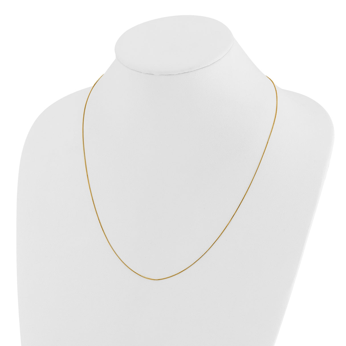 14K Yellow Gold 0.5 mm Box Chain Necklace, Polished detail view