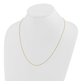 14K Yellow Gold 0.5 mm Box Chain Necklace, Polished detail view