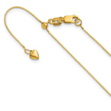 14K Yellow Gold 0.5 mm Box Chain Necklace, Polished detail view