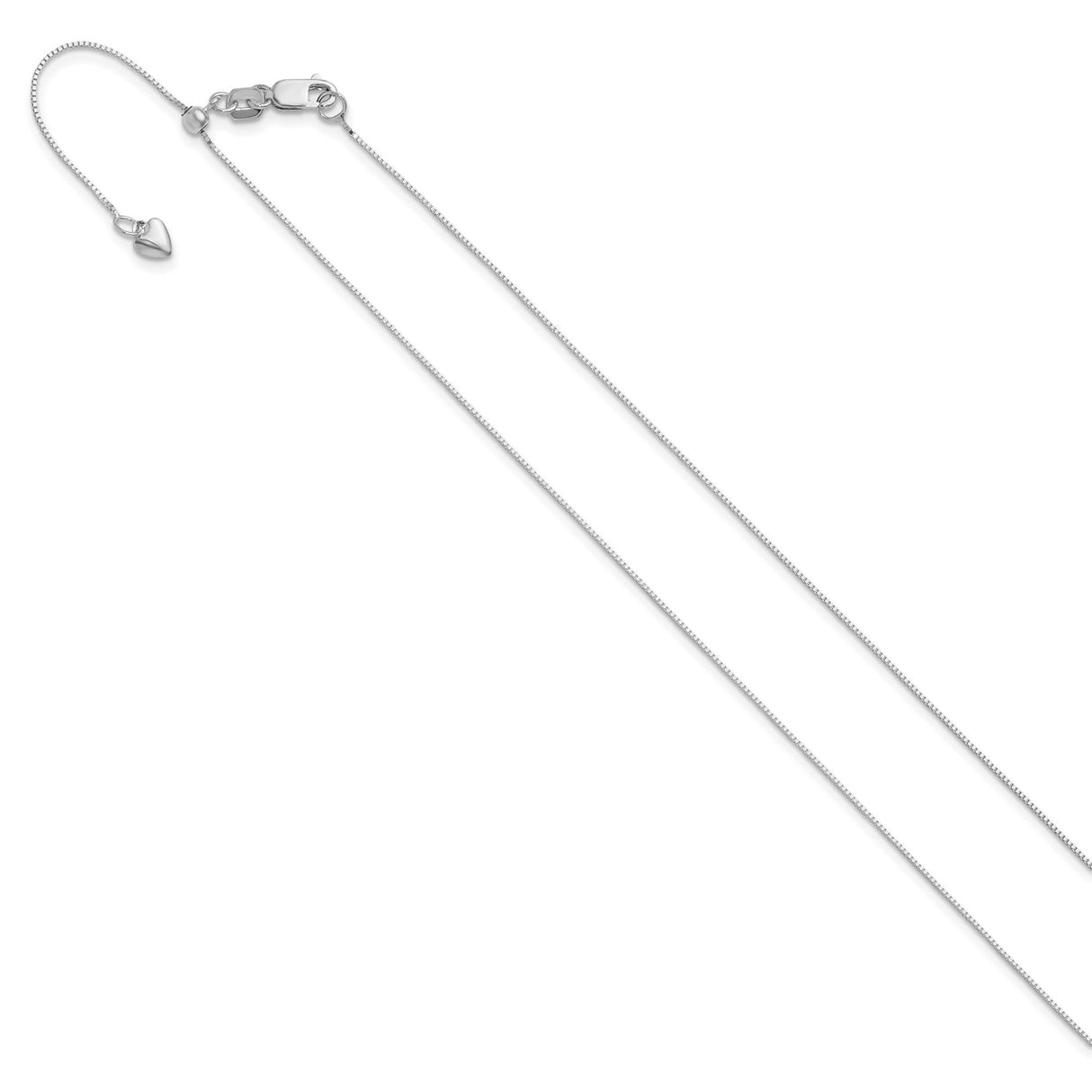 14K White Gold 0.55 mm Box Chain Necklace, Polished
