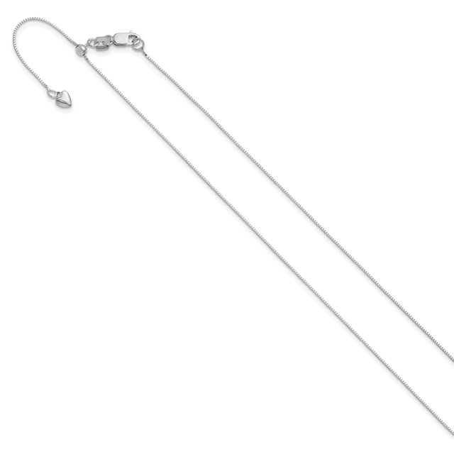 14K White Gold 0.55 mm Box Chain Necklace, Polished