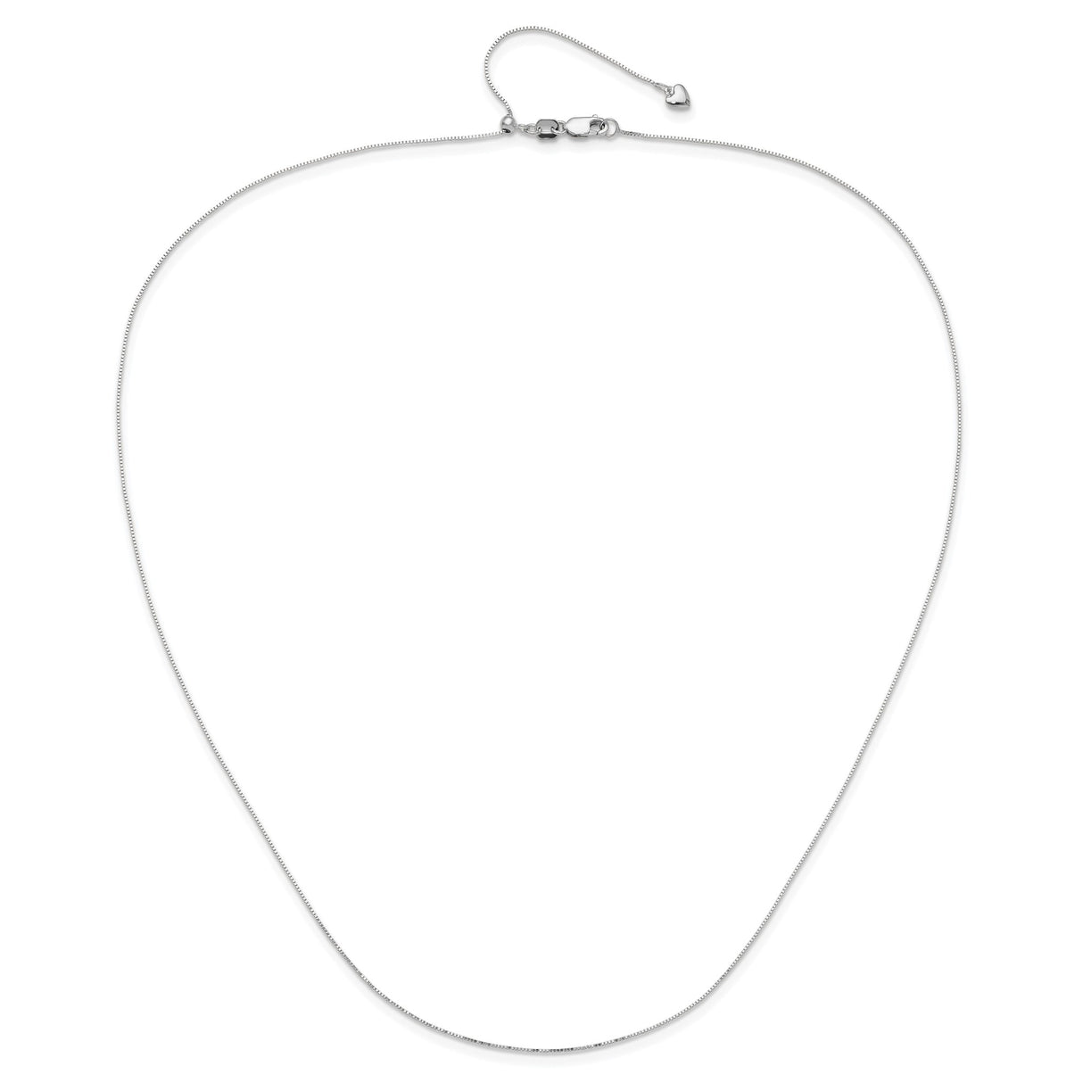 14K White Gold 0.55 mm Box Chain Necklace, Polished alternate angle