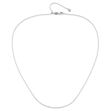14K White Gold 0.55 mm Box Chain Necklace, Polished alternate angle