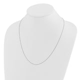 14K White Gold 0.55 mm Box Chain Necklace, Polished detail view