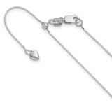 14K White Gold 0.55 mm Box Chain Necklace, Polished detail view