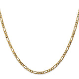 14K Yellow Gold 3 mm Figaro Chain Necklace, Polished