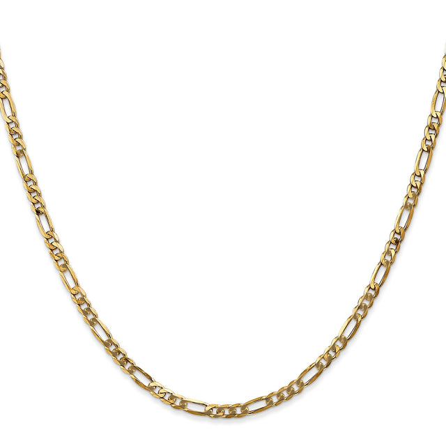 14K Yellow Gold 3 mm Figaro Chain Necklace, Polished