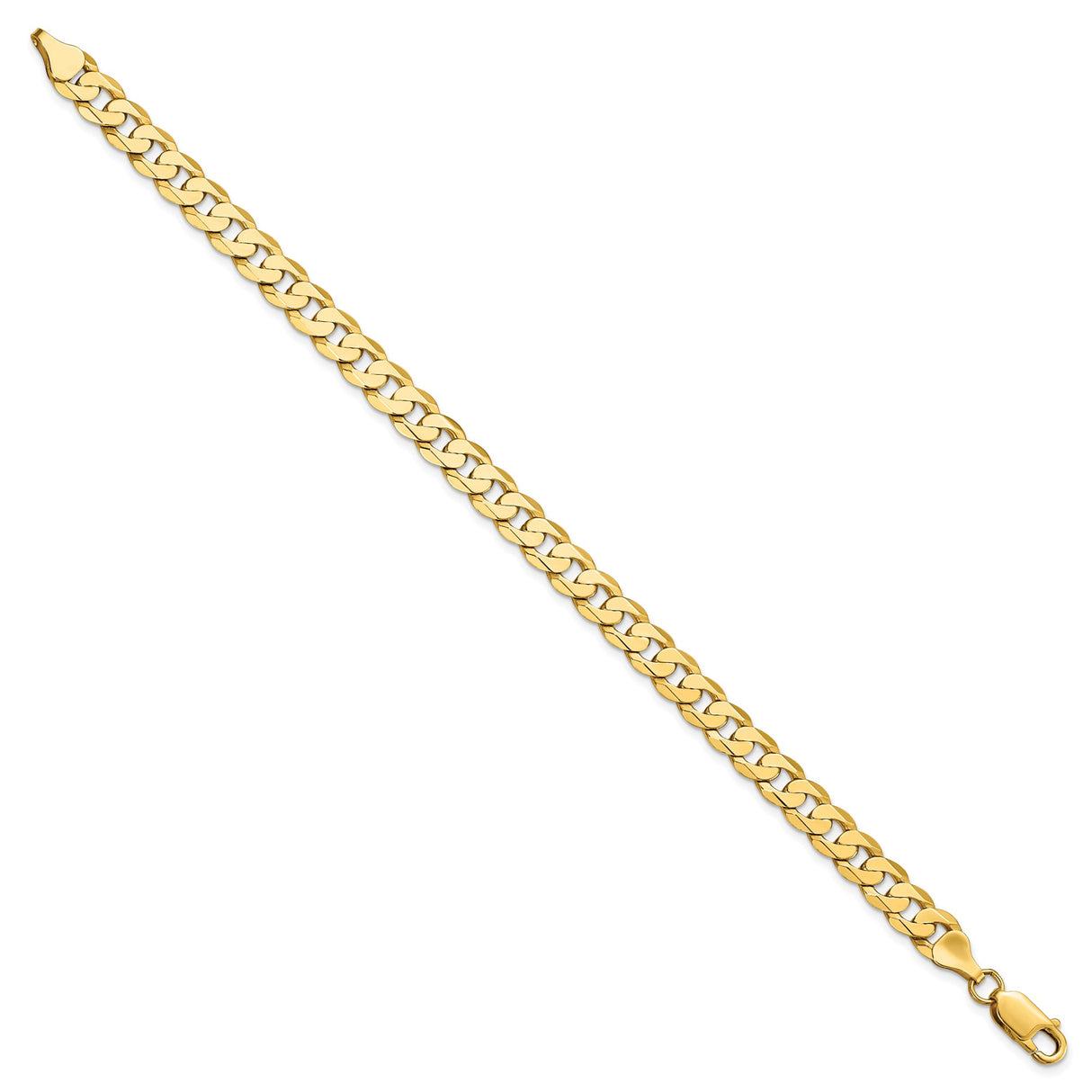 14K Yellow Gold 6.75 mm Curb Chain Anklet, Polished