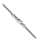 14K White Gold 1.65 mm Polished Chain Necklace, Solid alternate angle