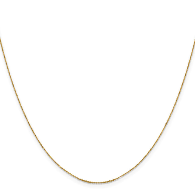 14K Yellow Gold 0.85 mm Polished Chain Necklace, Solid