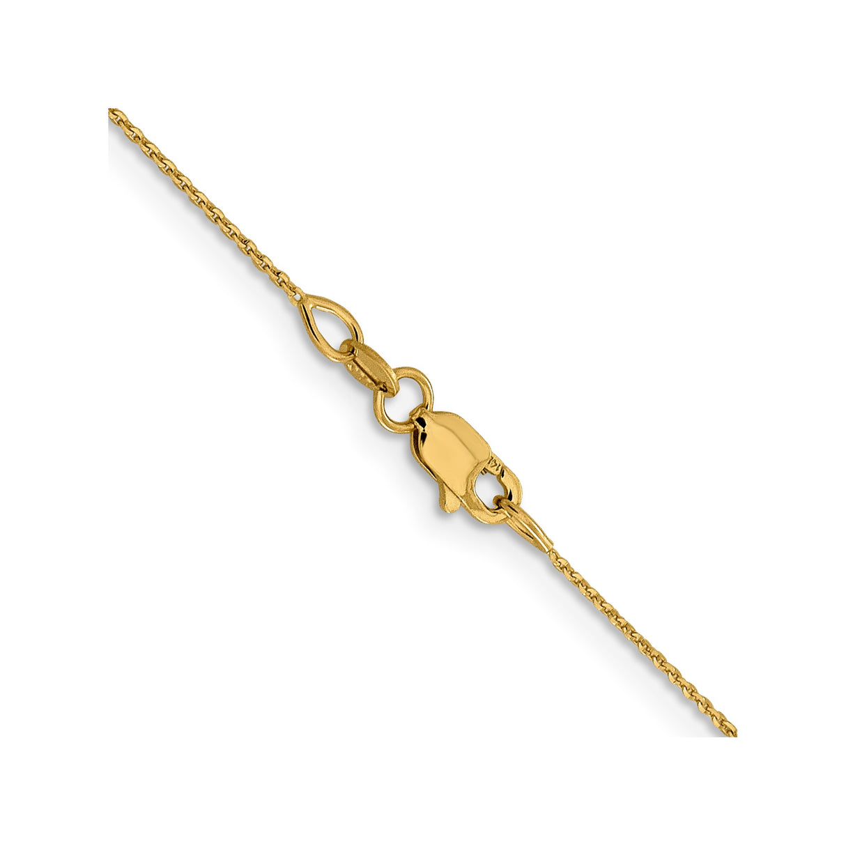 14K Yellow Gold 0.85 mm Polished Chain Necklace, Solid alternate angle