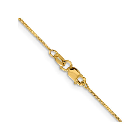 14K Yellow Gold 1 mm Polished Chain Necklace, Solid alternate angle