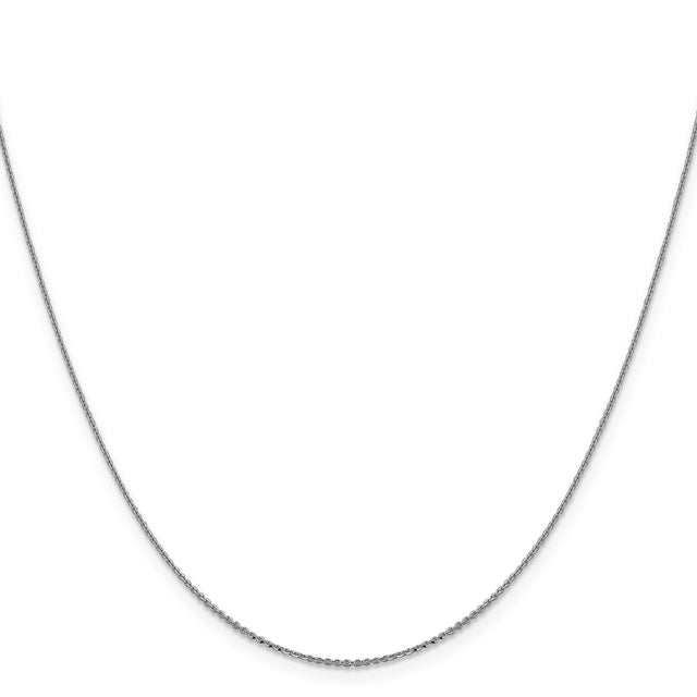 14K White Gold 1 mm Polished Chain Necklace, Solid