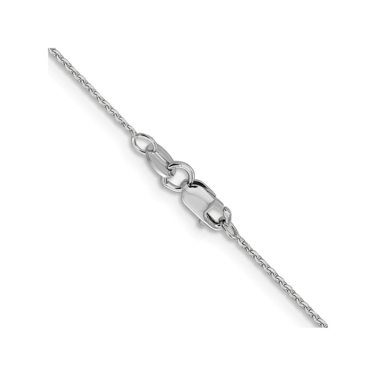 14K White Gold 1 mm Polished Chain Necklace, Solid alternate angle