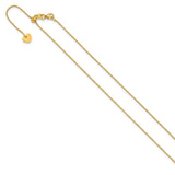14K Yellow Gold 0.9 mm Box Chain Necklace, Polished