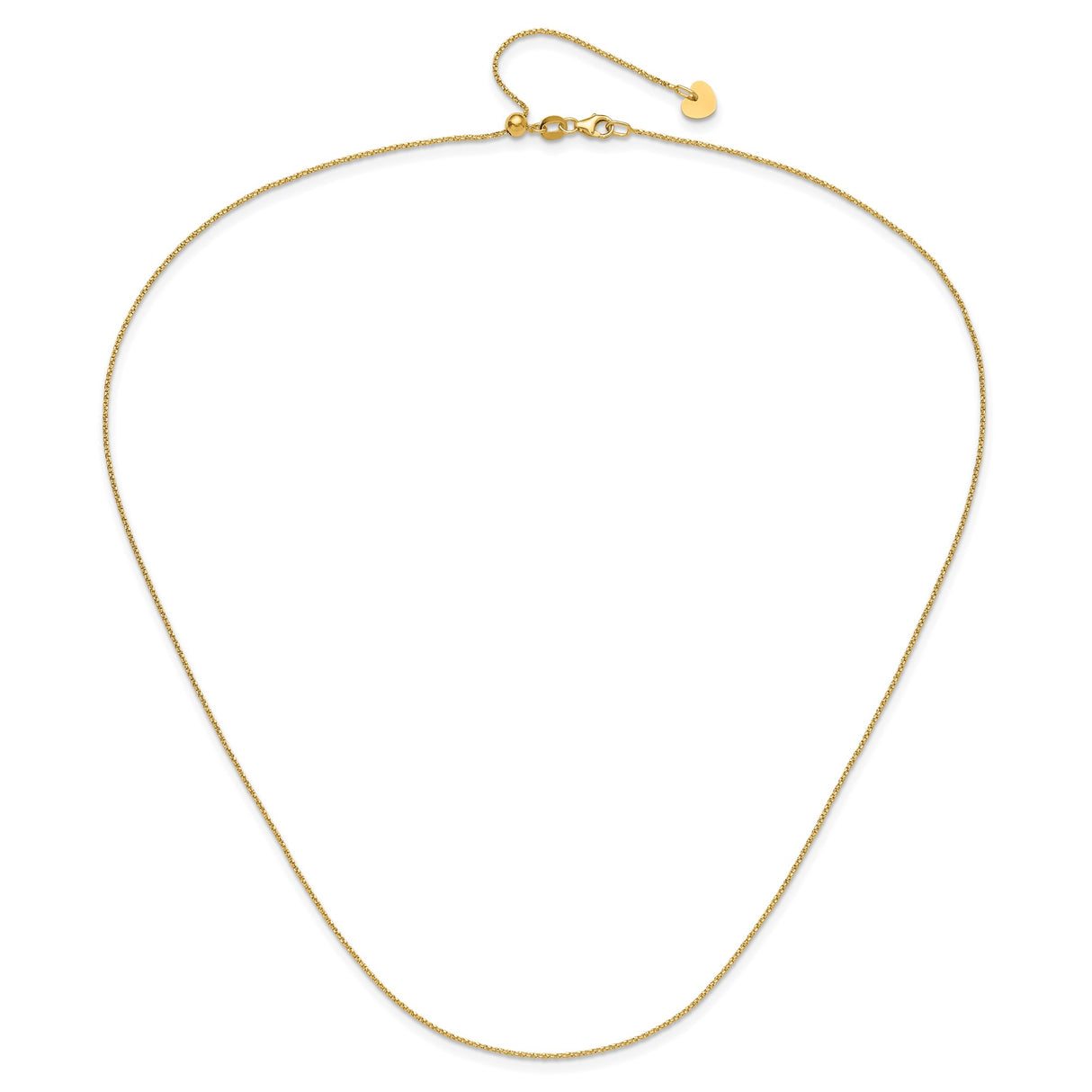14K Yellow Gold 0.9 mm Box Chain Necklace, Polished alternate angle