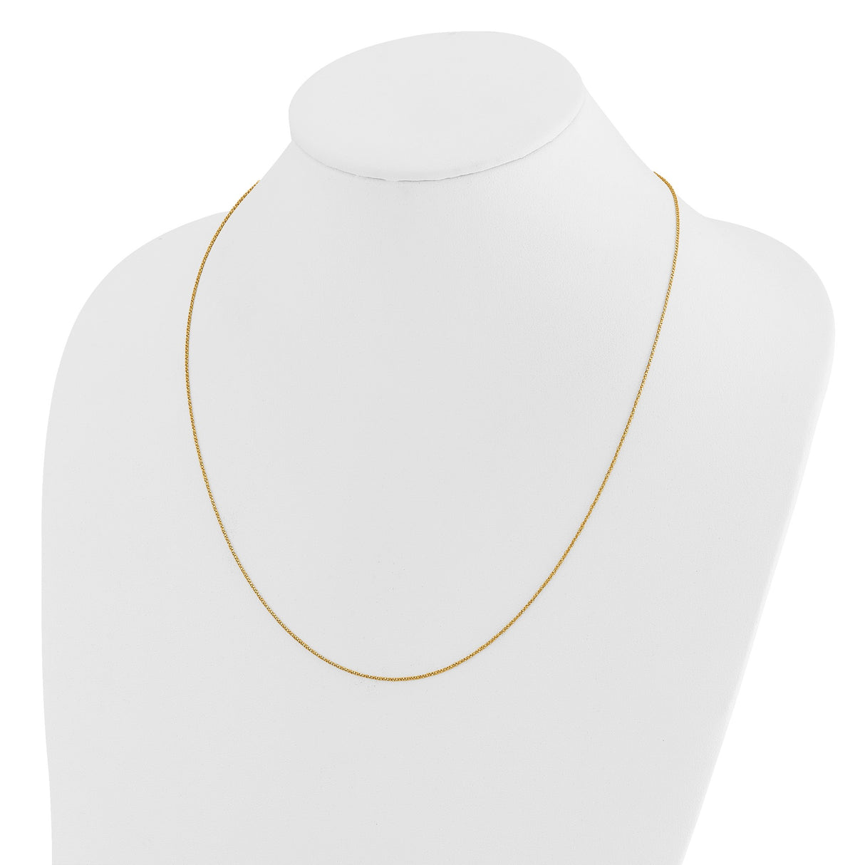 14K Yellow Gold 0.9 mm Box Chain Necklace, Polished detail view