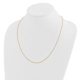 14K Yellow Gold 0.9 mm Box Chain Necklace, Polished detail view